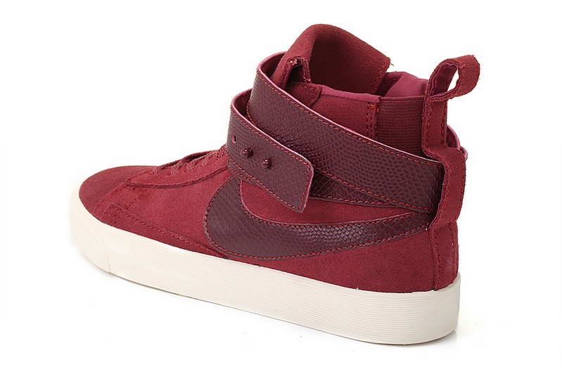 Nike Blazer haute autocollant Femmes chaussures noir fonce Rouge (2)